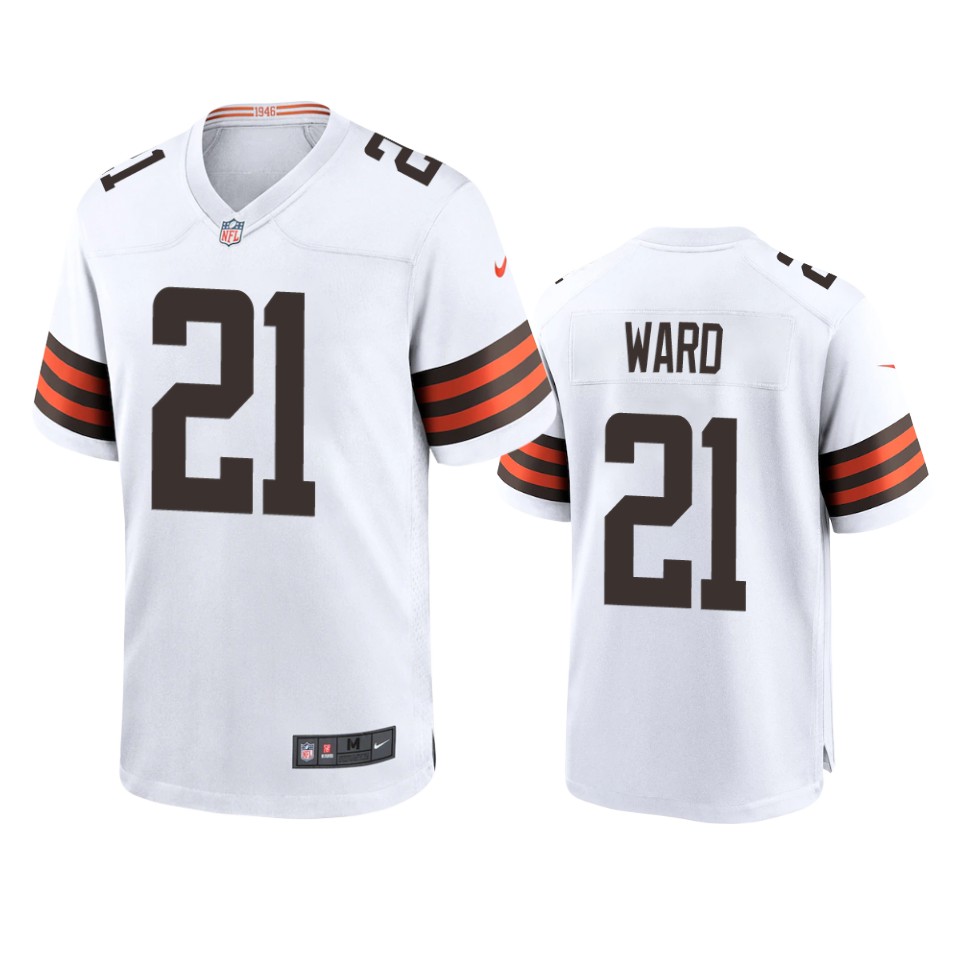 men's browns denzel ward white 2020 game jersey