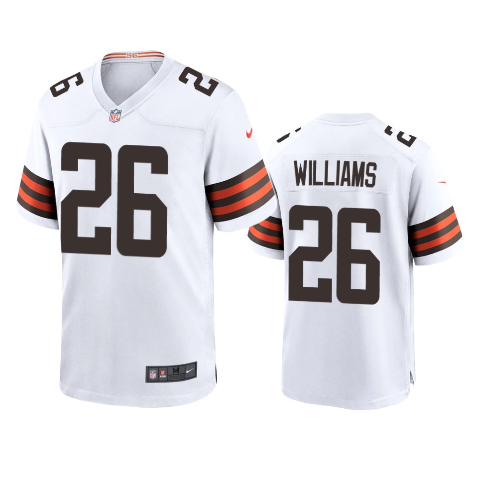 men's browns greedy williams white 2020 game jersey