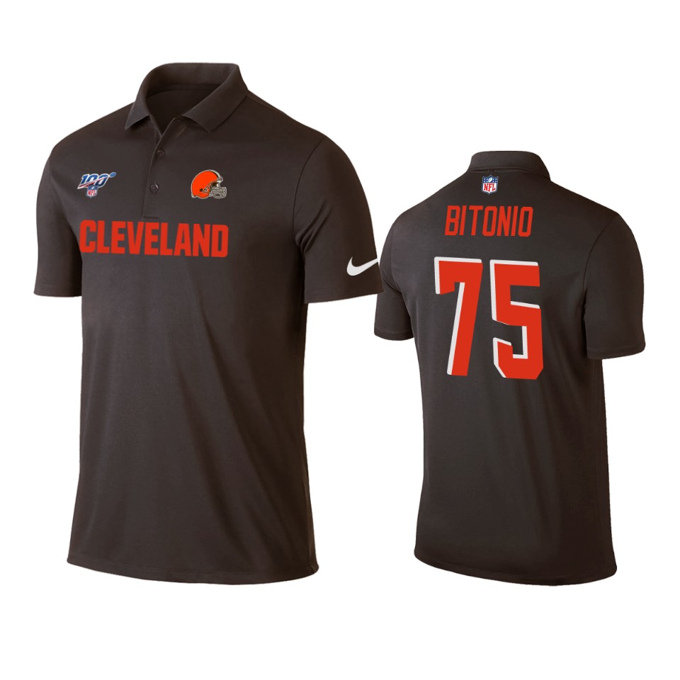 men's browns joel bitonio brown 100th season polo