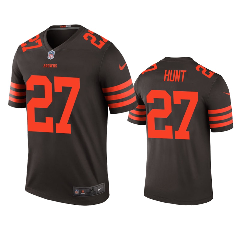 men's browns kareem hunt brown color rush legend jersey