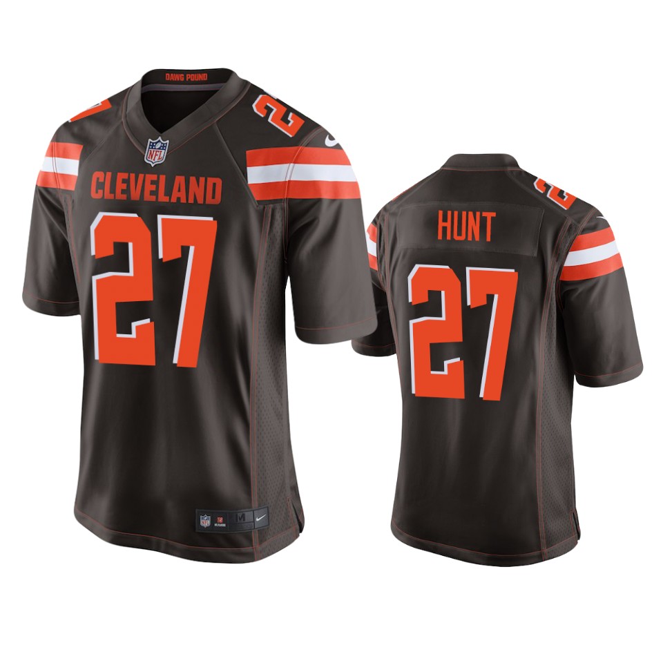 men's browns kareem hunt brown game jersey