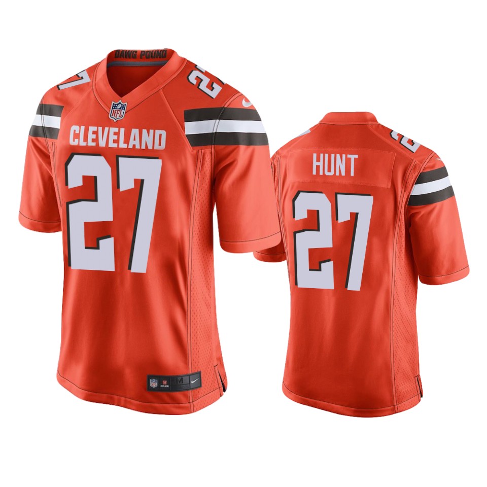 men's browns kareem hunt orange game jersey