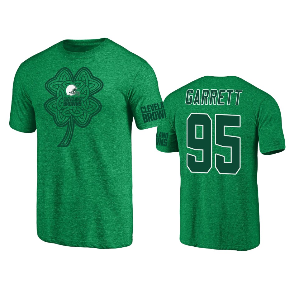 men's browns myles garrett heathered kelly green st. patrick's day paddy's pride t shirt