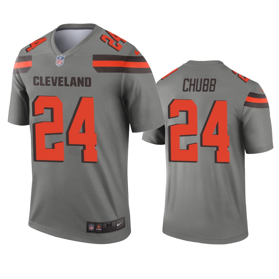 men's browns nick chubb gray inverted legend jersey
