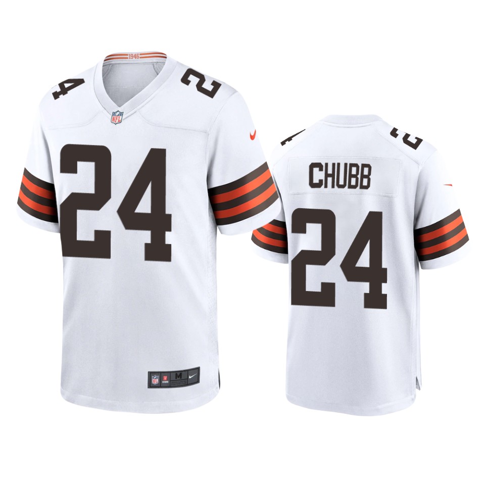 men's browns nick chubb white 2020 game jersey