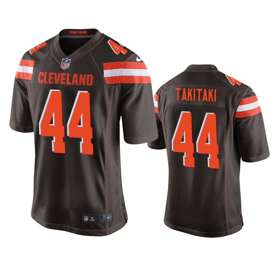 men's browns sione takitaki brown game jersey