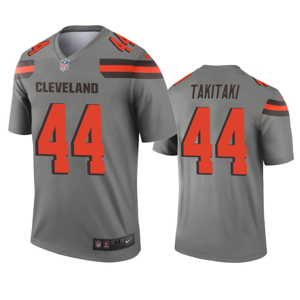 men's browns sione takitaki gray inverted legend jersey