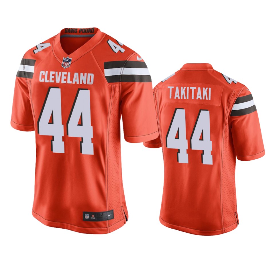 men's browns sione takitaki orange game jersey