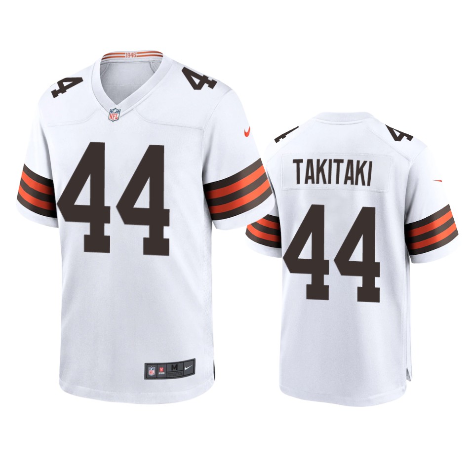 men's browns sione takitaki white 2020 game jersey