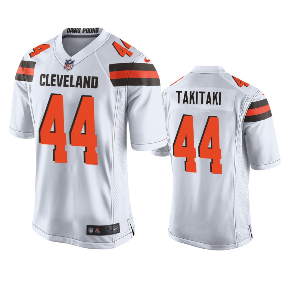 men's browns sione takitaki white game jersey