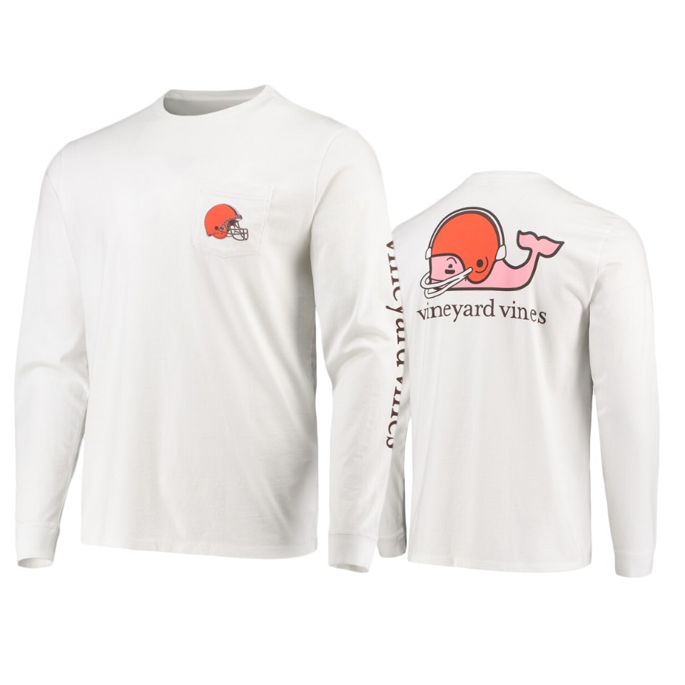 men's browns white whale helmet long sleeve t shirt