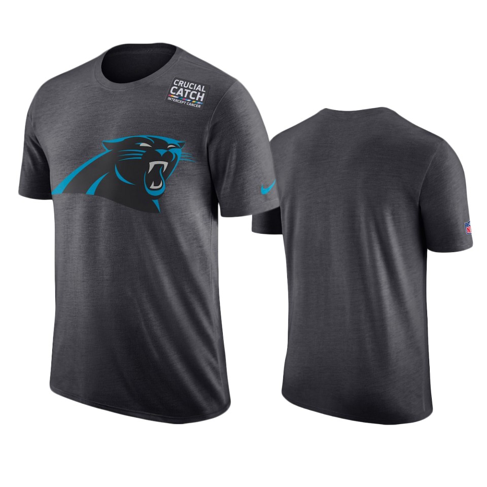 men's carolina panthers anthracite crucial catch performance t shirt
