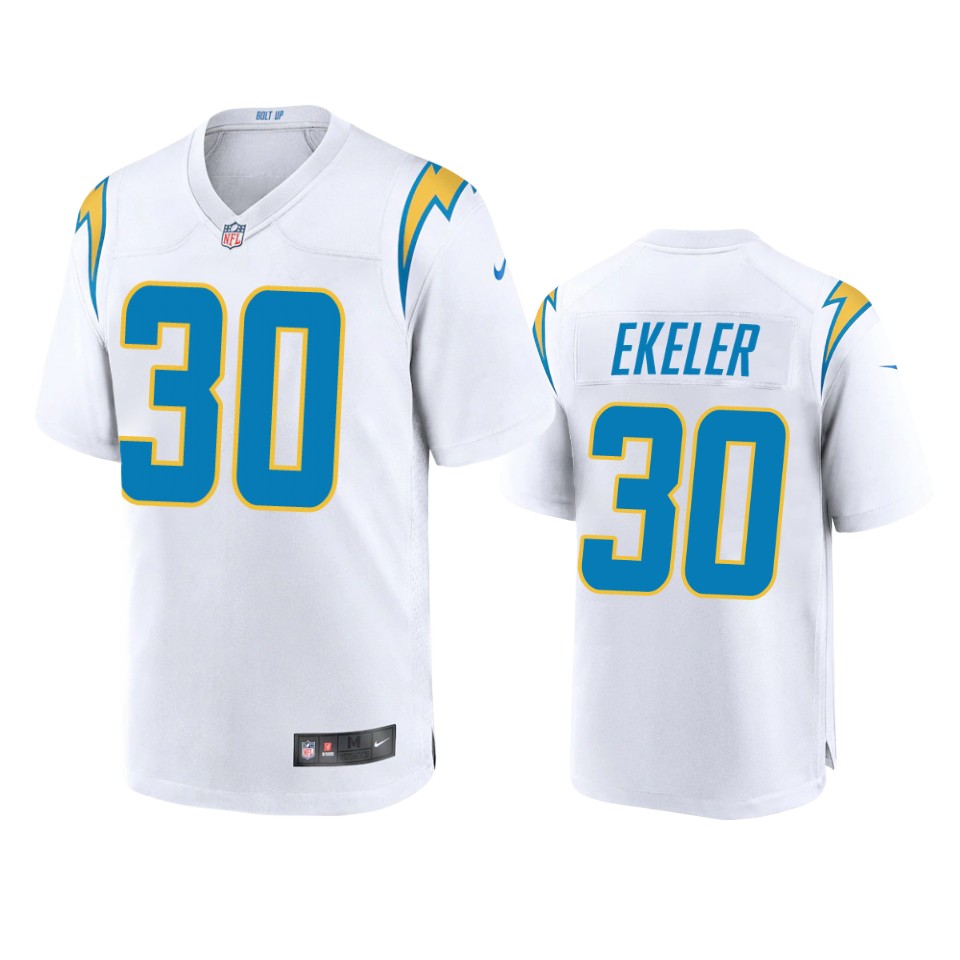 men's chargers austin ekeler white 2020 game jersey