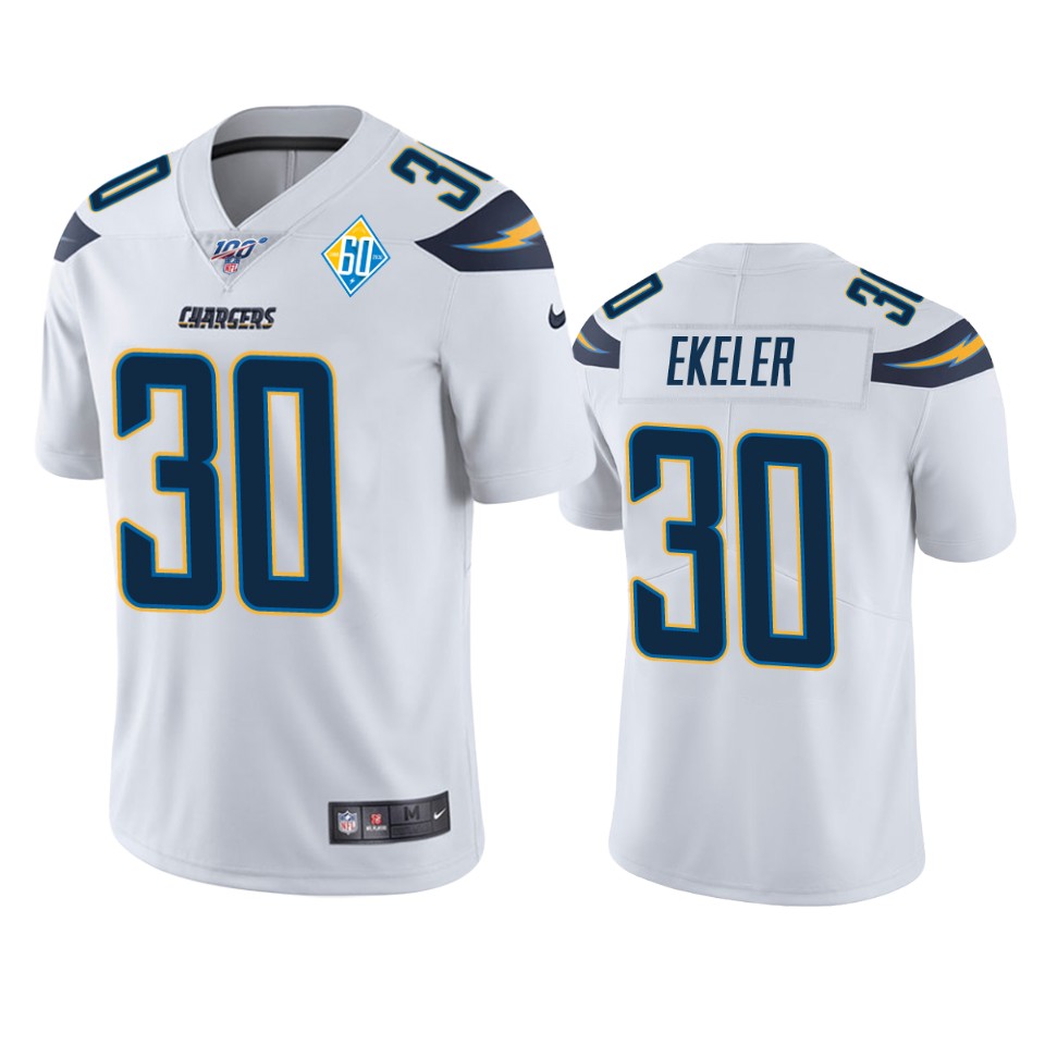 men's chargers austin ekeler white 60th anniversary vapor limited jersey