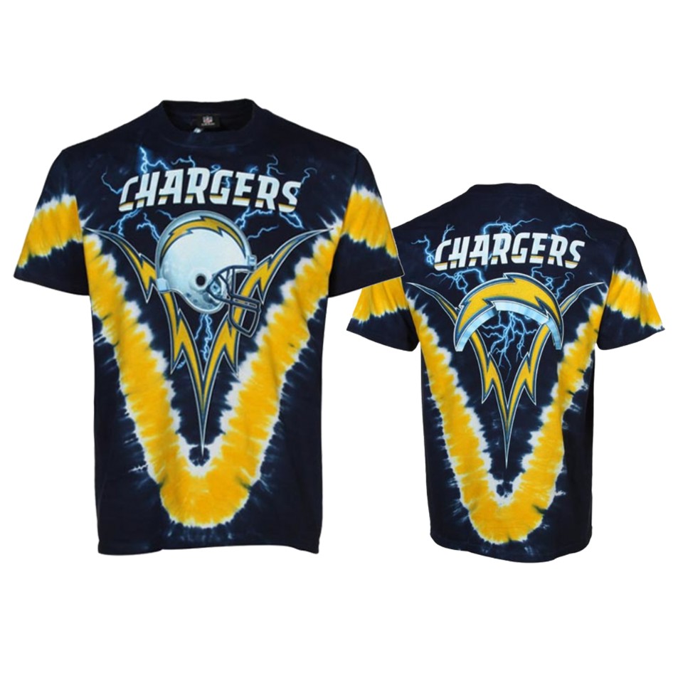 men's chargers blue gold tie dye premium t shirt