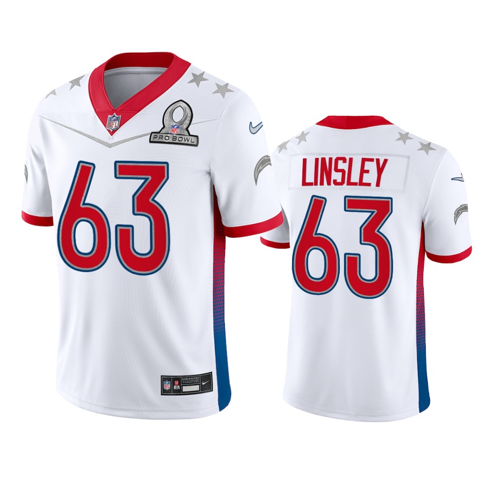 men's chargers corey linsley white game 2022 afc pro bowl jersey