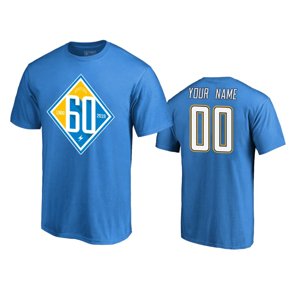 men's chargers custom light blue 60th anniversary t shirt