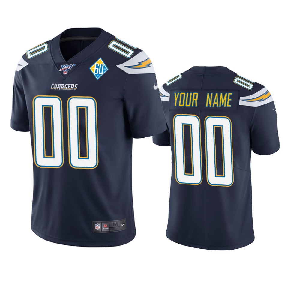 men's chargers custom navy 60th anniversary vapor limited jersey