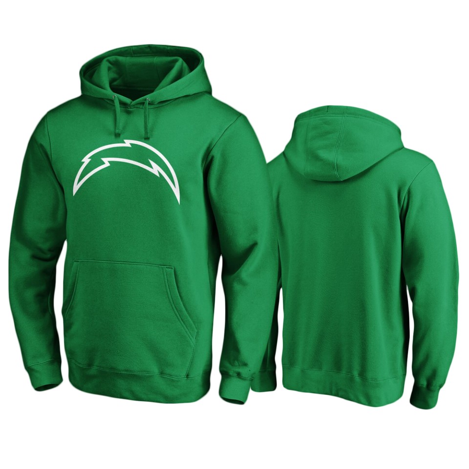men's chargers green st. patrick's day white logo hoodie