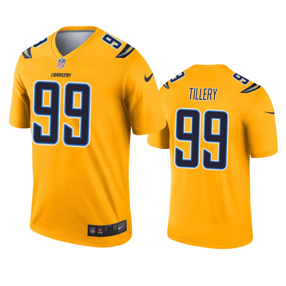 men's chargers jerry tillery gold inverted legend jersey