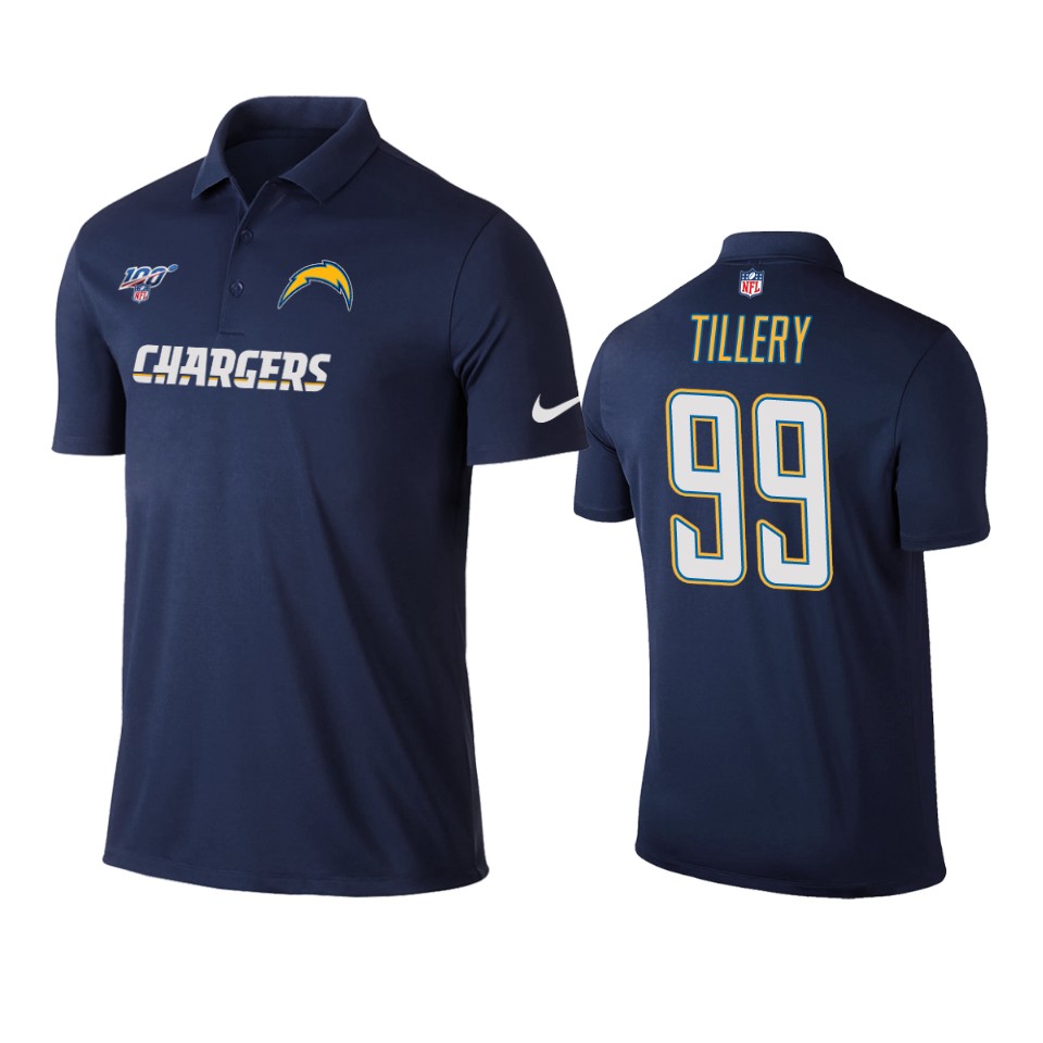 men's chargers jerry tillery navy 100th season polo