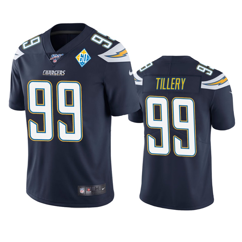 men's chargers jerry tillery navy 60th anniversary vapor limited jersey
