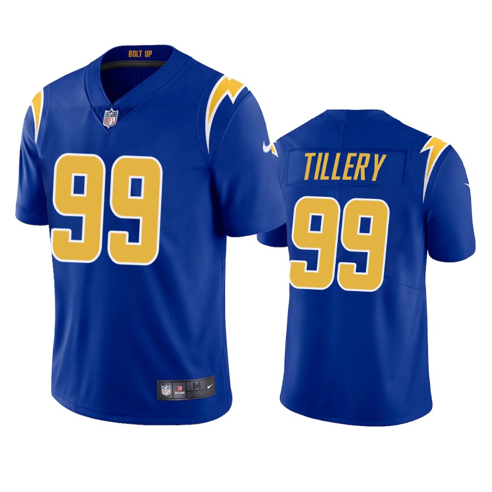 men's chargers jerry tillery royal 2020 2nd alternate vapor limited jersey