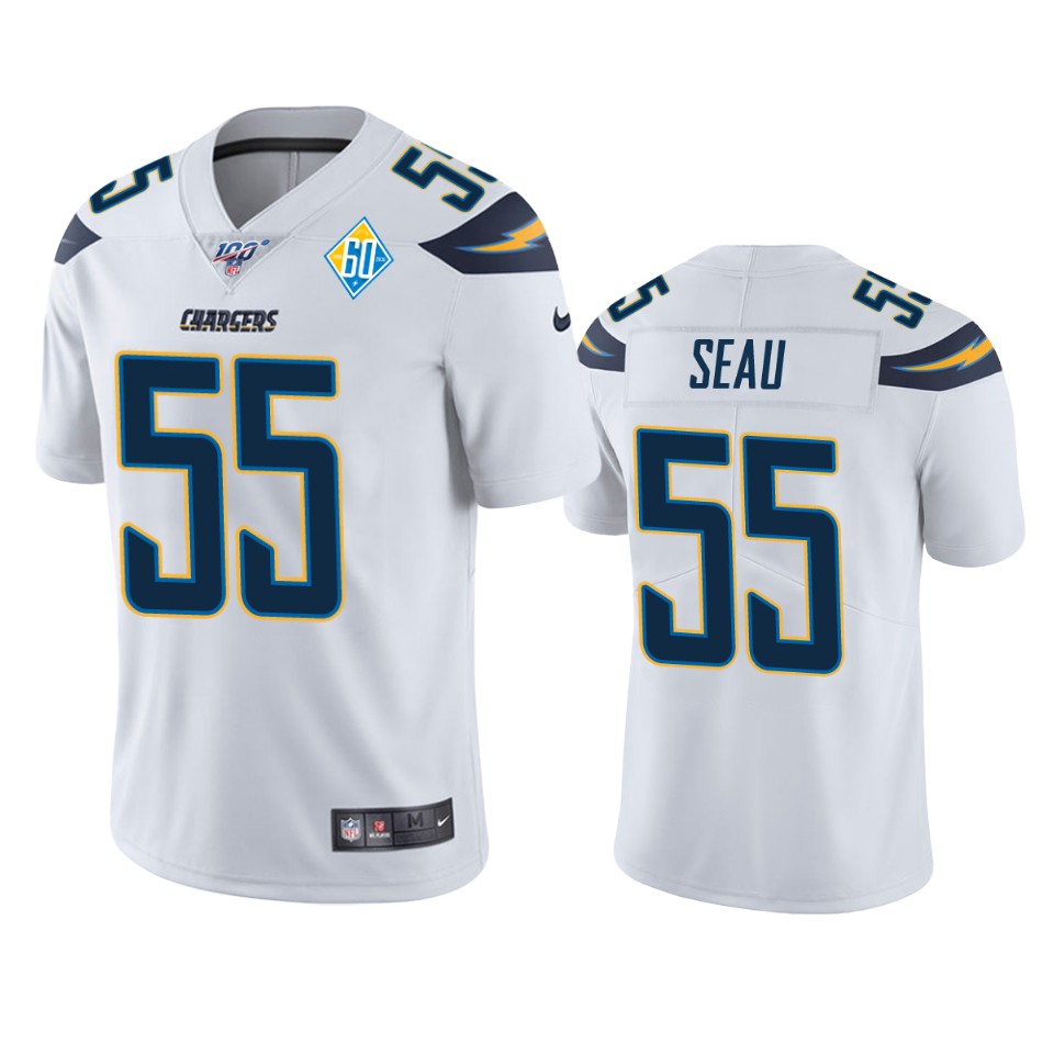 men's chargers junior seau white 60th anniversary vapor limited jersey