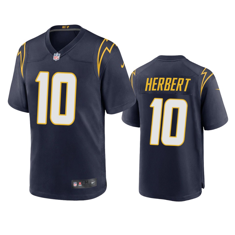 men's chargers justin herbert navy alternate game jersey