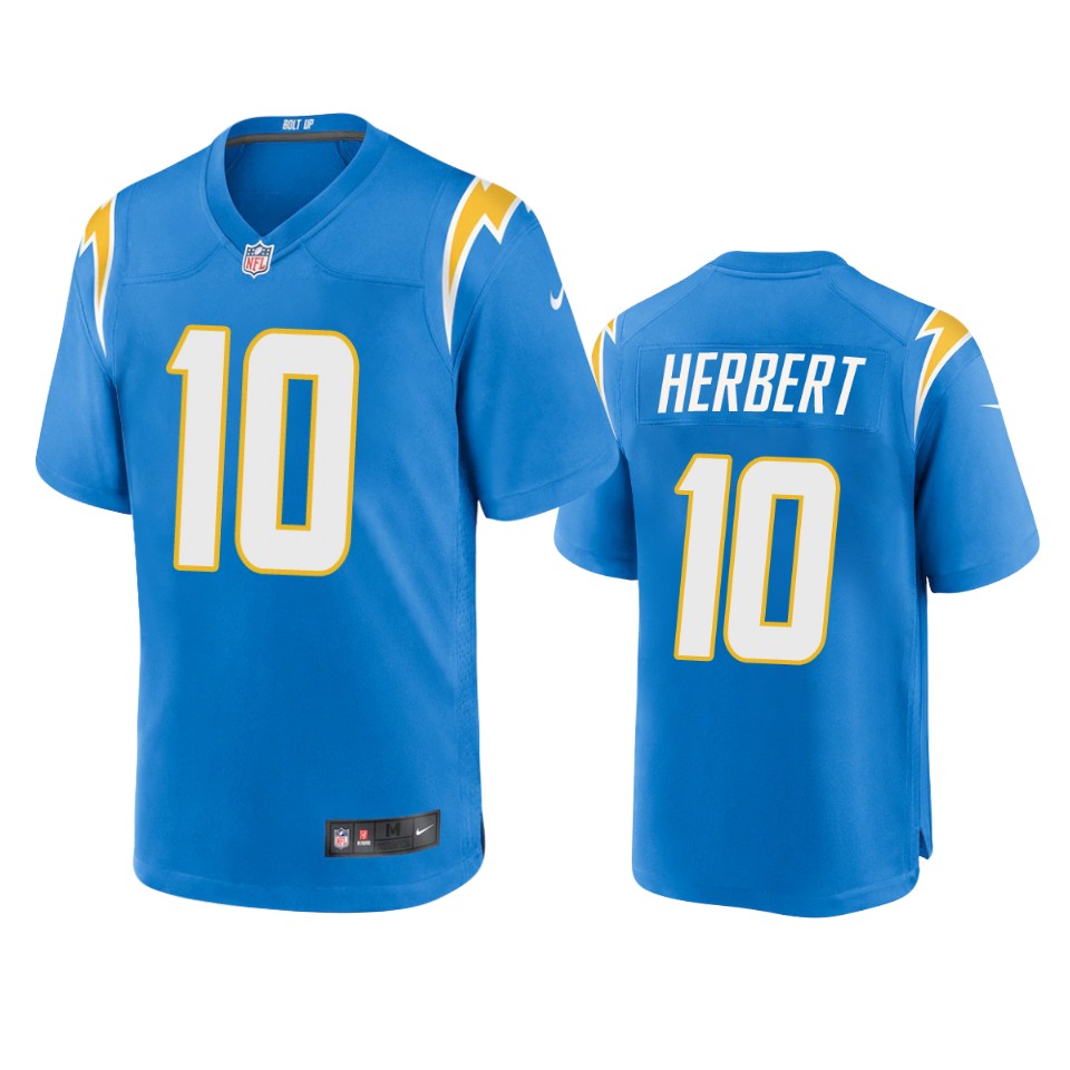 men's chargers justin herbert powder blue game jersey