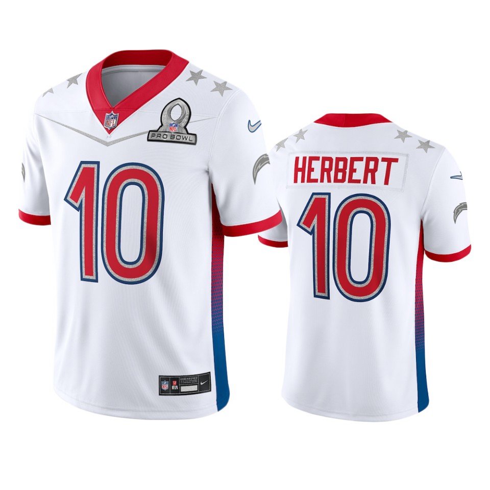 men's chargers justin herbert white game 2022 afc pro bowl jersey