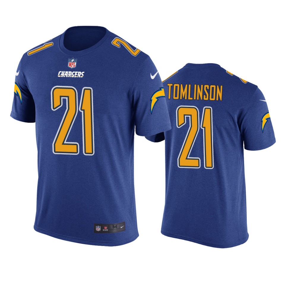 men's chargers ladainian tomlinson royal color rush t shirt