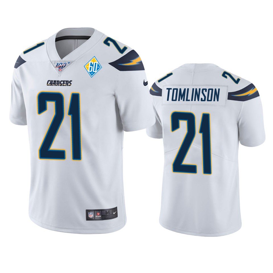 men's chargers ladainian tomlinson white 60th anniversary vapor limited jersey