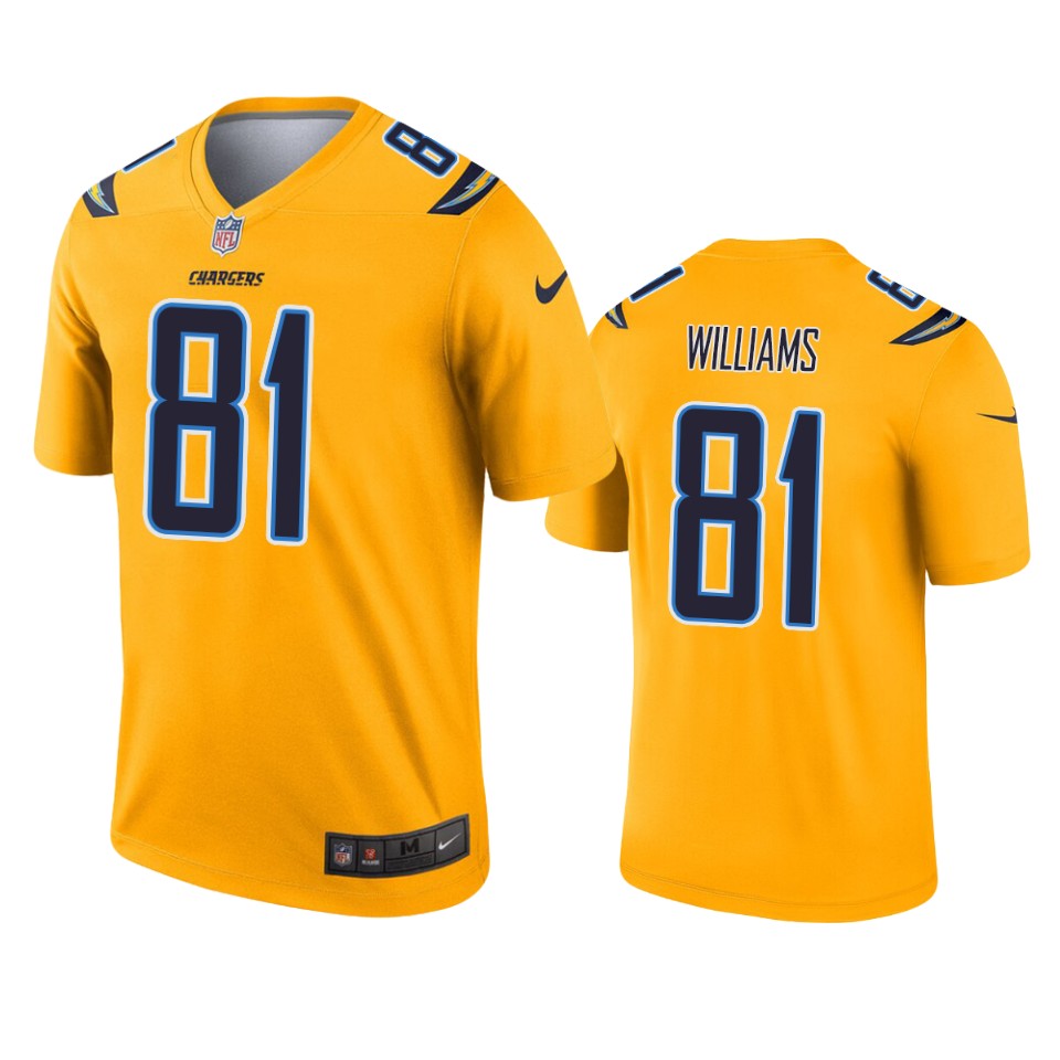 men's chargers mike williams gold inverted legend jersey