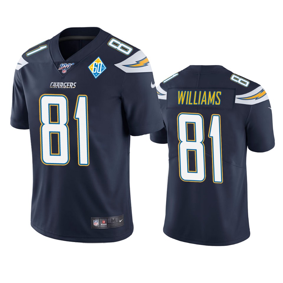 men's chargers mike williams navy 60th anniversary vapor limited jersey