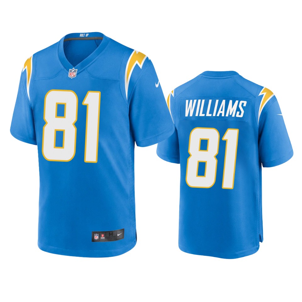 men's chargers mike williams powder blue 2020 game jersey