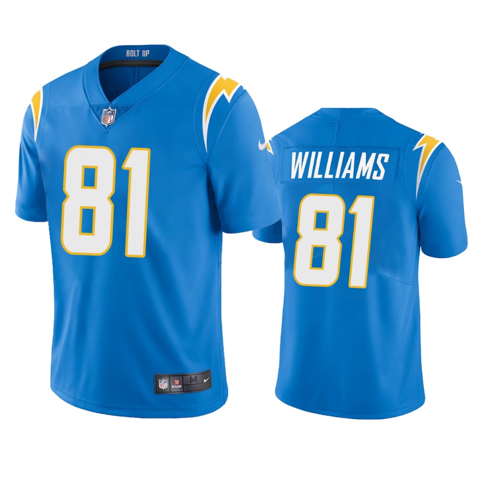 men's chargers mike williams powder blue 2020 vapor limited jersey