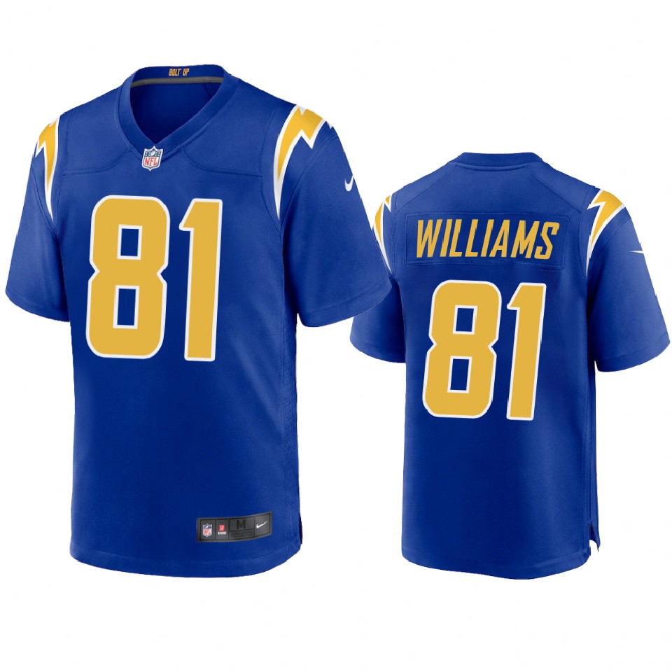 men's chargers mike williams royal 2020 game jersey