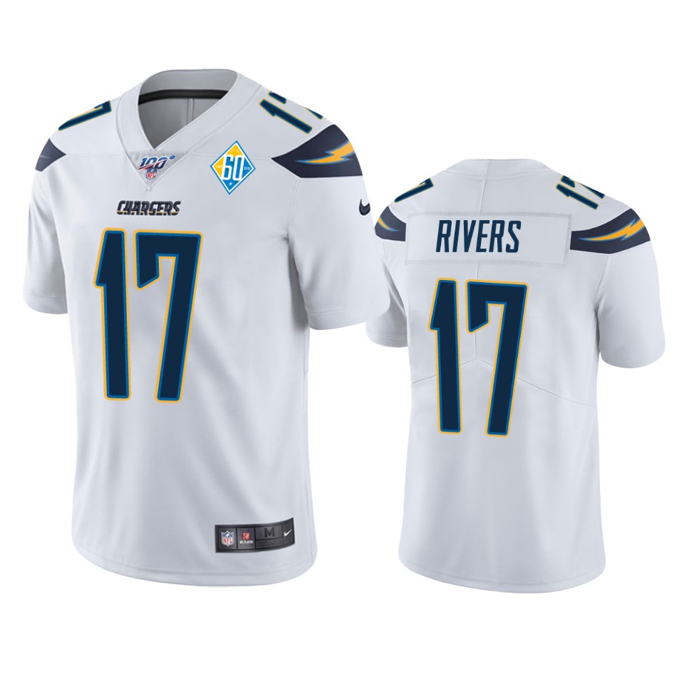 men's chargers philip rivers white 60th anniversary vapor limited jersey