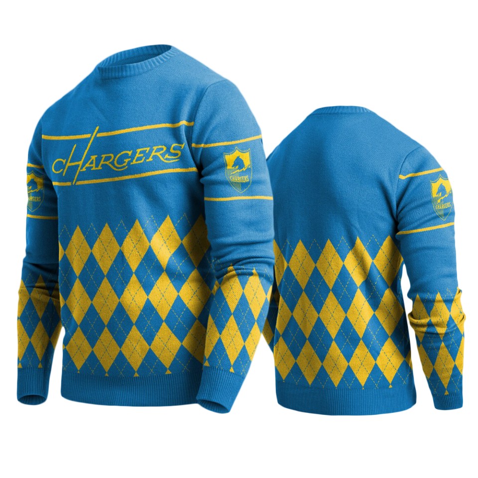 men's chargers powder blue retro sweater