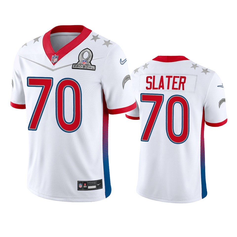 men's chargers rashawn slater white game 2022 afc pro bowl jersey