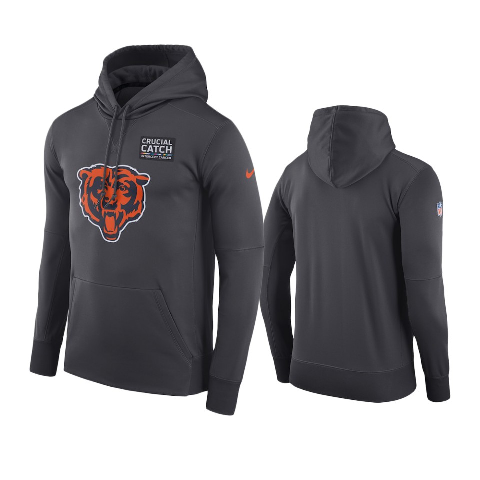 men's chicago bears anthracite crucial catch performance hoodie