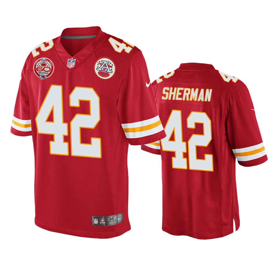 men's chiefs anthony sherman red 60th anniversary game jersey