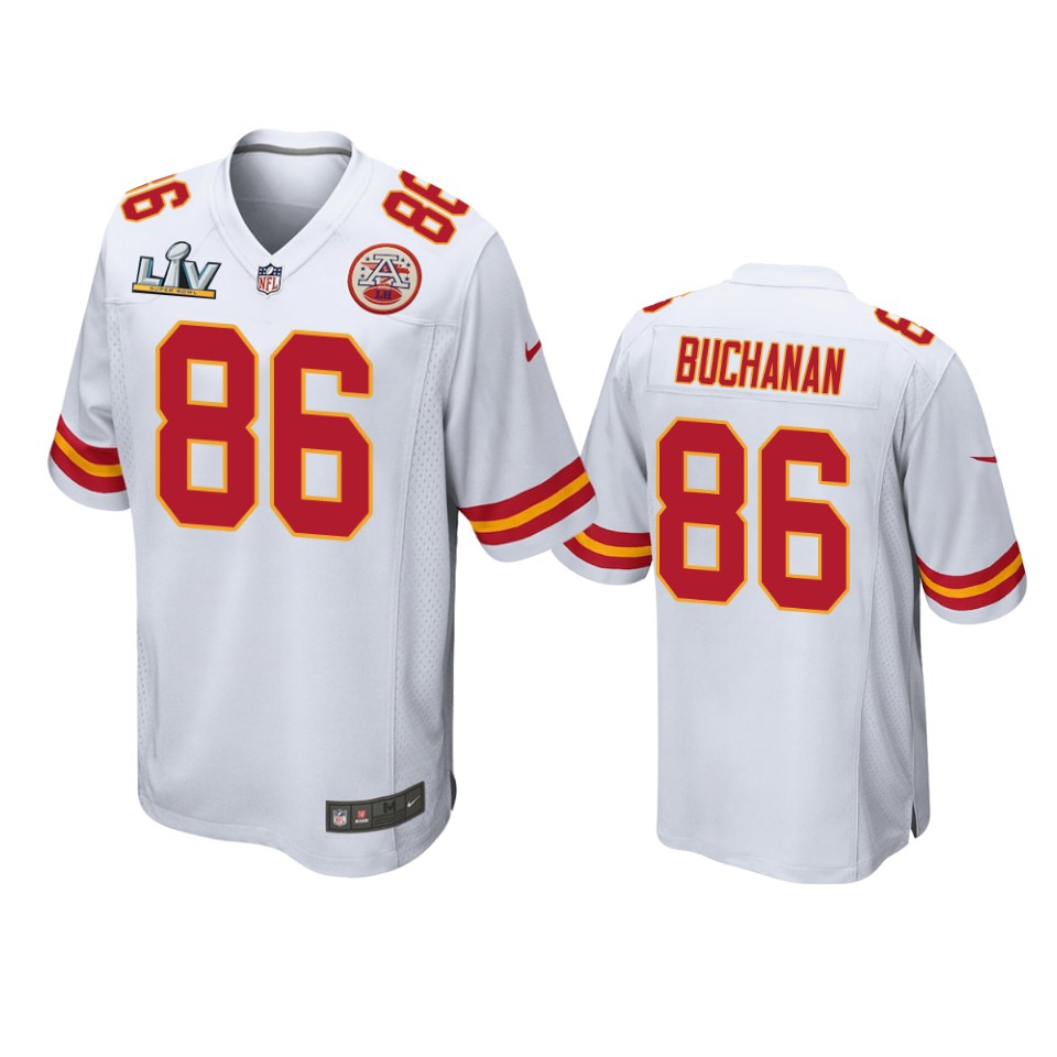 men's chiefs buck buchanan white super bowl lv game jersey
