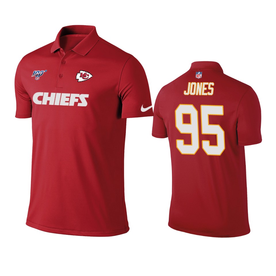 men's chiefs chris jones red 100th season polo