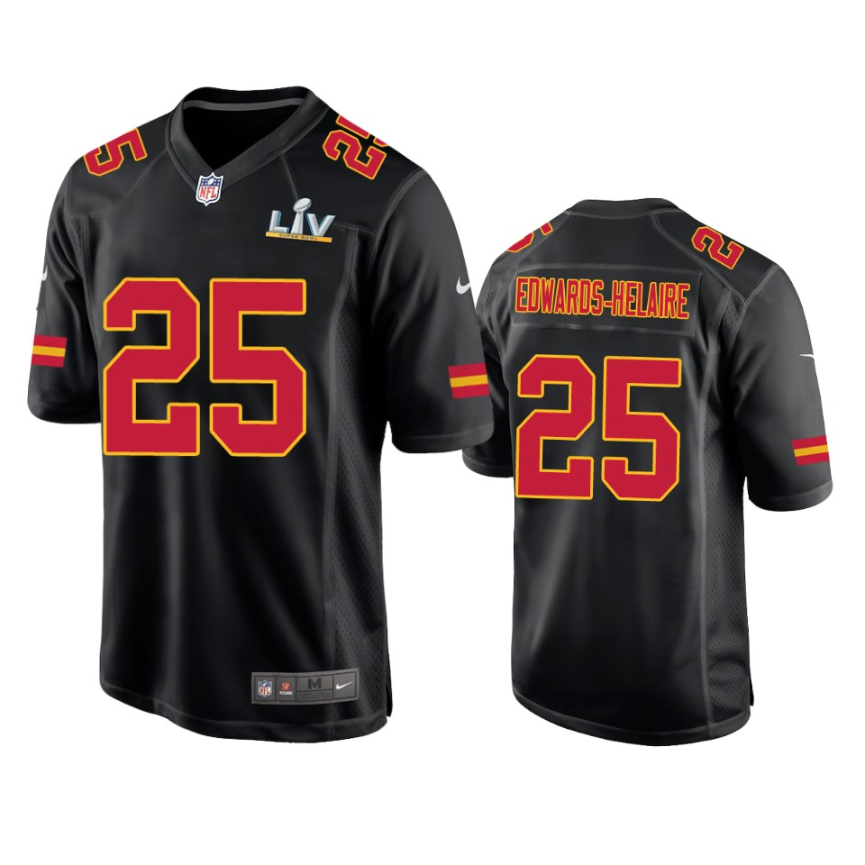 men's chiefs clyde edwards helaire black super bowl lv game fashion jersey