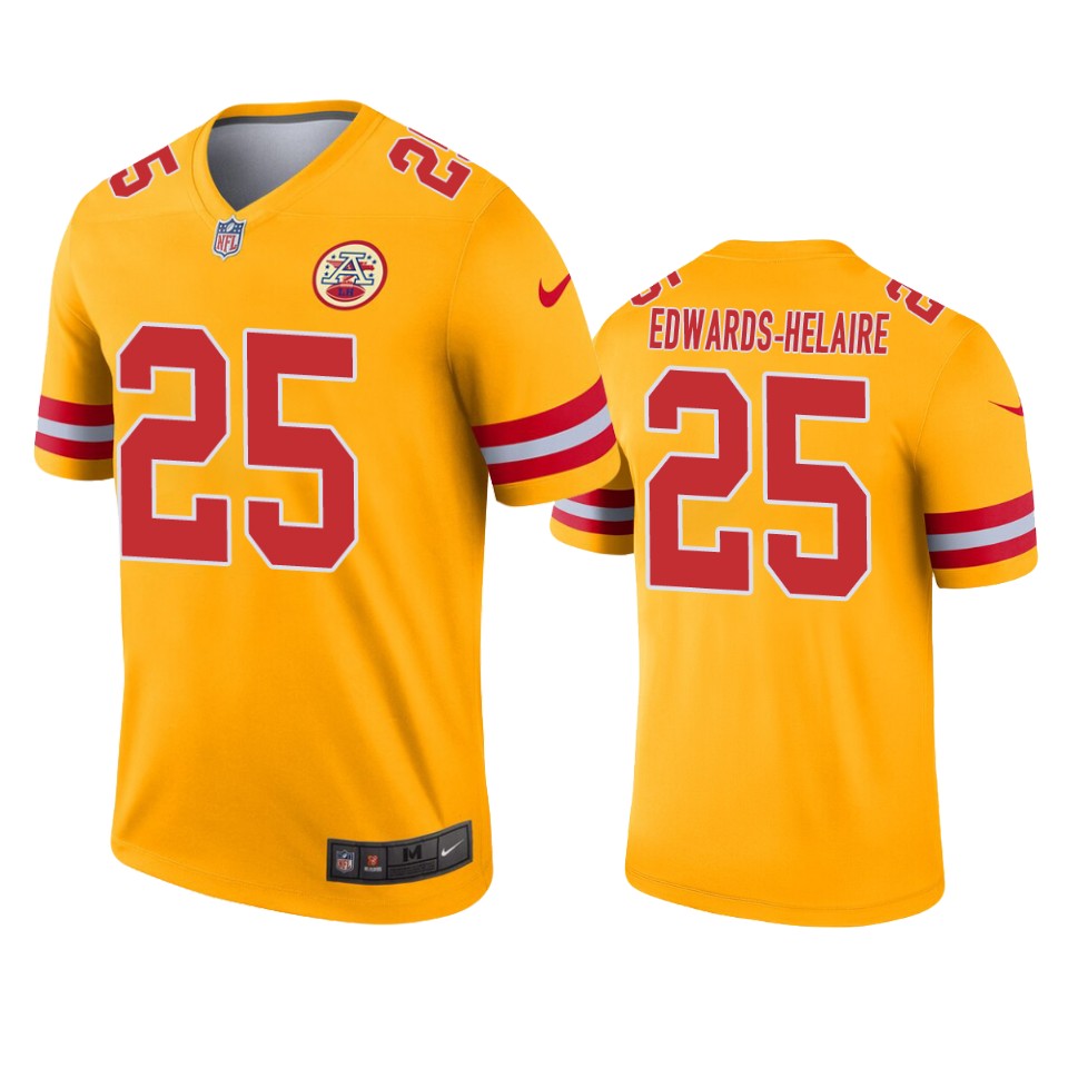 men's chiefs clyde edwards helaire gold inverted legend jersey