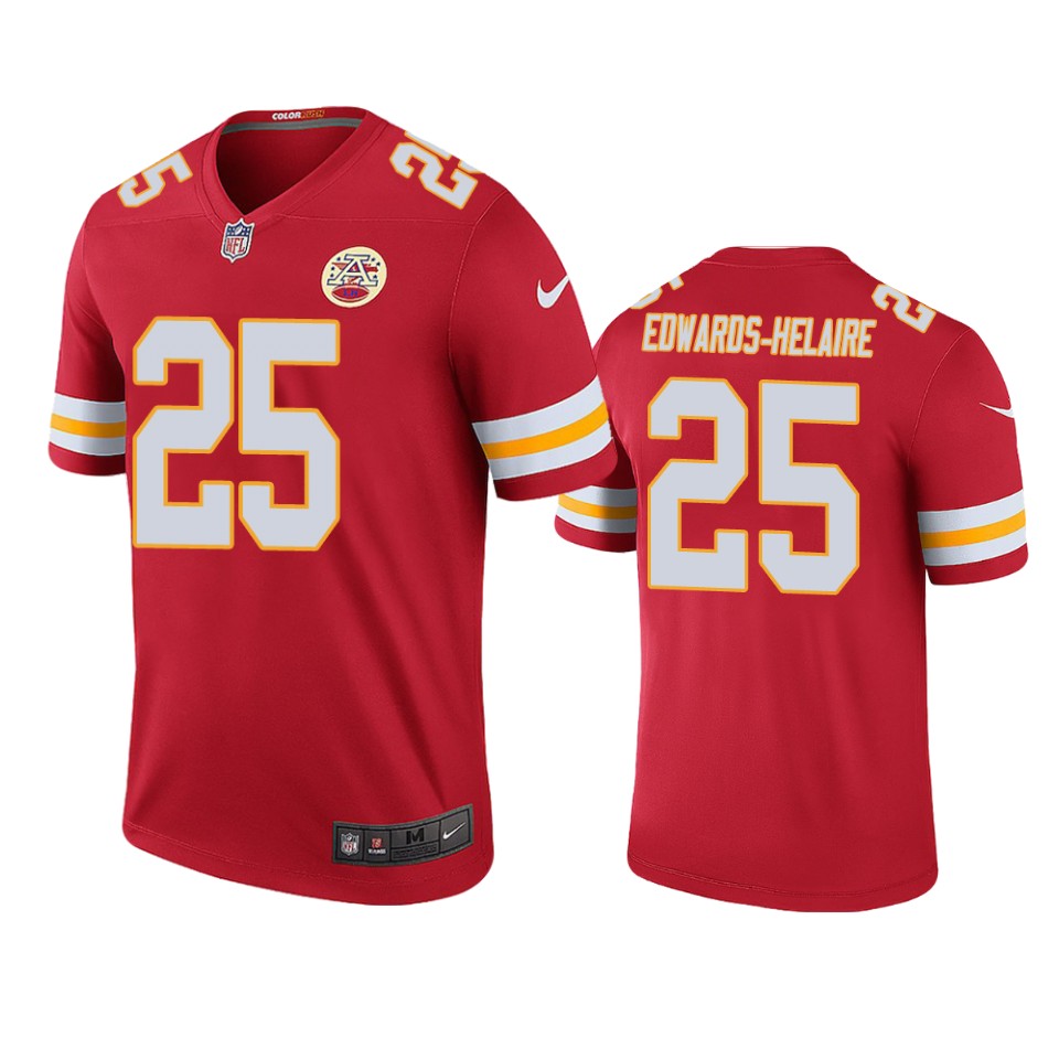 men's chiefs clyde edwards helaire red color rush legend jersey