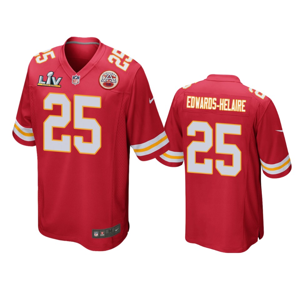 men's chiefs clyde edwards helaire red super bowl lv game jersey