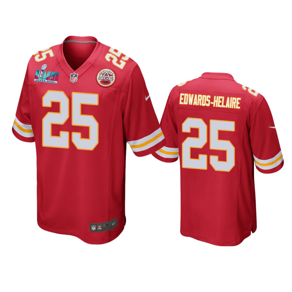 men's chiefs clyde edwards helaire red super bowl lvii game jersey